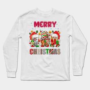 Merry Christmas Gnome Family Funny Xmas Tree Women Men Kids Long Sleeve T-Shirt